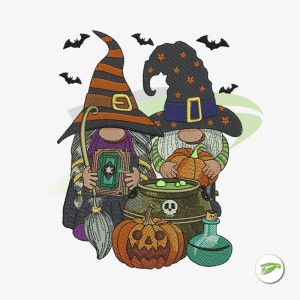 Halloween Couple Gnome Embroidery Design