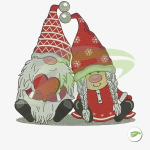 Gnome Love Couple Digital Embroidery Design