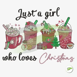 A Girl Who Loves Christmas Digital Embroidery Design