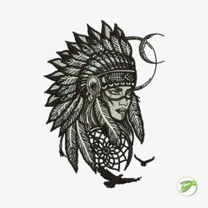 Native American Woman Digital Embroidery Design