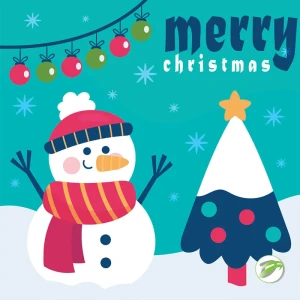 Christmas Snowman Card Vector Design