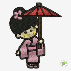 Girl With Umbrella Digital Embroidery Design