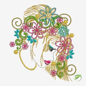 Decorative Lady Digital Embroidery Design