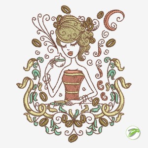 Coffee Girl Digital Embroidery Design