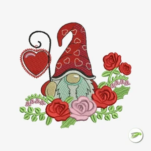 Valentine Gnome Digital Embroidery Design