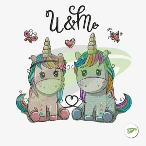 Cute Unicorn Couple Digital Embroidery Design