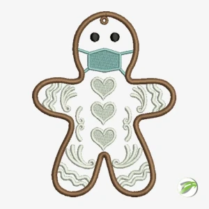 Christmas Ginger Breadman With Mask Digital Embroidery Design