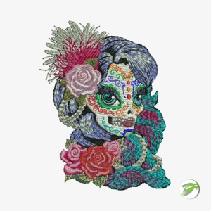 Sugar Girl Skull Digital Embroidery Design