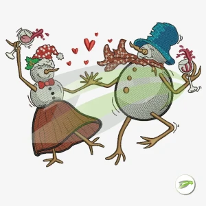 Tipsy Snow Couple Digital Embroidery Design