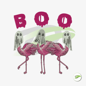 BOO Flamingos Embroidery Design